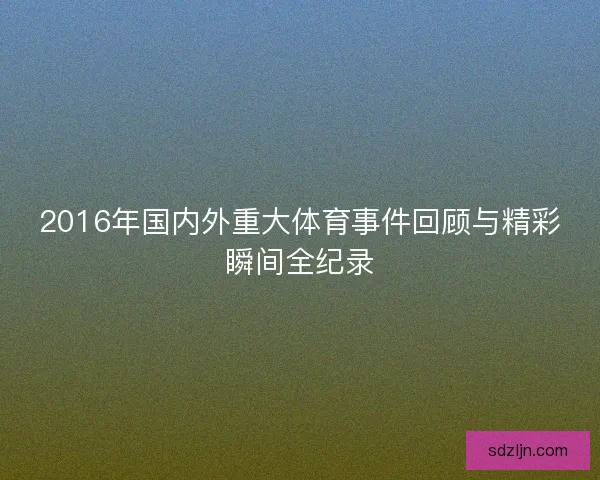 2016年国内外重大体育事件回顾与精彩瞬间全纪录