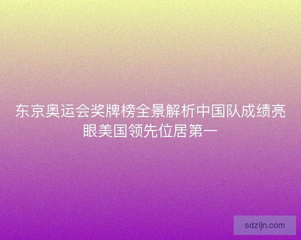 东京奥运会奖牌榜全景解析中国队成绩亮眼美国领先位居第一
