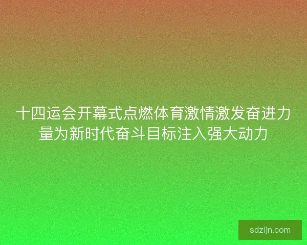 十四运会开幕式点燃体育激情激发奋进力量为新时代奋斗目标注入强大动力