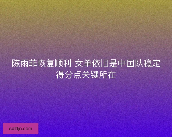 陈雨菲恢复顺利 女单依旧是中国队稳定得分点关键所在 陈雨菲恢复顺利 女单依旧是中国队稳定得分点关键所在